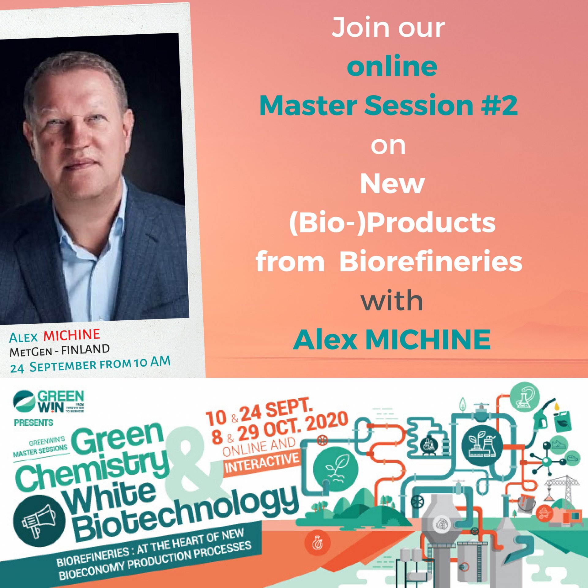 Meet Alex MICHINE  from MetGen - Finland, on our online Master Session #2 on 24 September at 10 AM