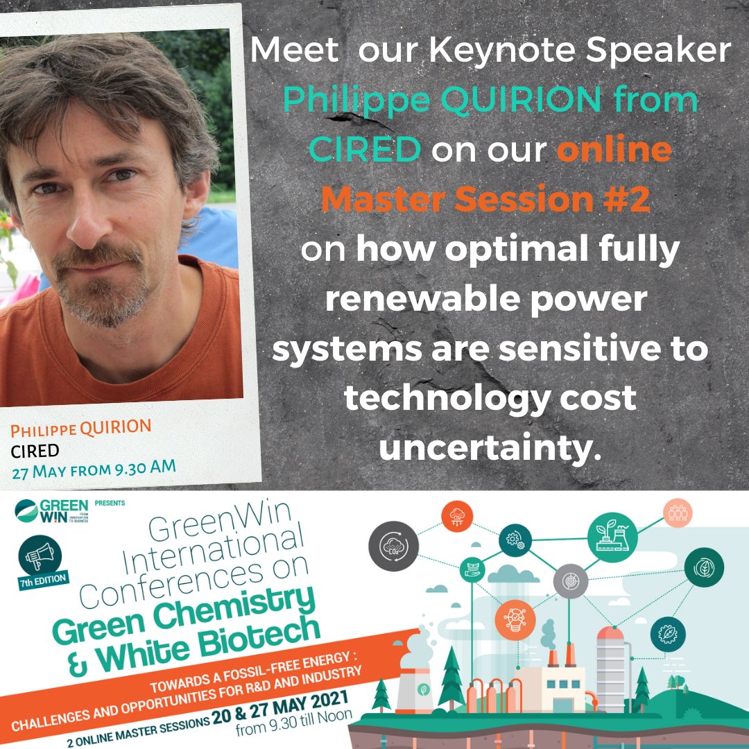 Want to know how  optimal fully renewable power systems are sensitive to technology cost uncertainty ? Meet Philippe QUIRION from CIRED - France