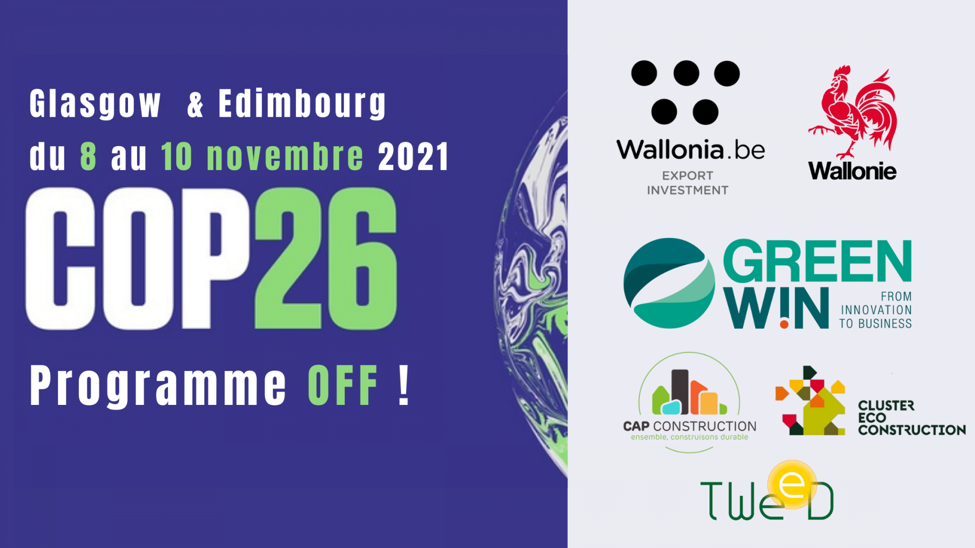 GreenWin prendra part à la COP26, du 8 au 10 novembre prochain, à Glasgow