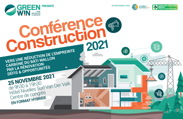 Participez à la Conférence Construction 2021 de GreenWin: Vers une réduction de l’empreinte carbone du bâti wallon par la rénovation
