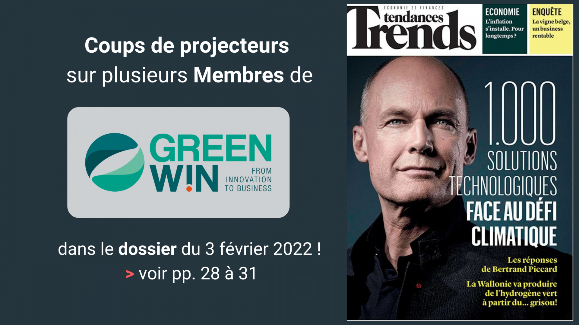 GreenWin et plusieurs de ses Membres sous les projecteurs dans le dossier du Trends Tendances