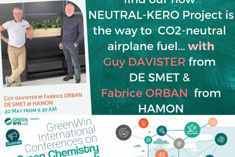 Want to find out how to produce CO2-neutral airplane fuel? Meet Guy DAVISTER from DE SMET & Fabrice ORBAN from HAMON Group  Register NOW at our Master Sessions on Green Chemistry & White Biotech!